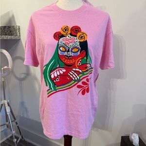 URBAN OUTFITTERS Women’s Pink Day Of The Dead Graphic Tee Medium NWT